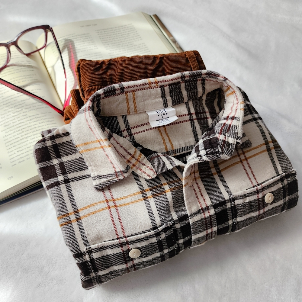 Boys Preppy Outfit Bundle Size 10: GAP Plaid Shirt, Janie & Jack Corduroy Pants - Picture 10 of 10